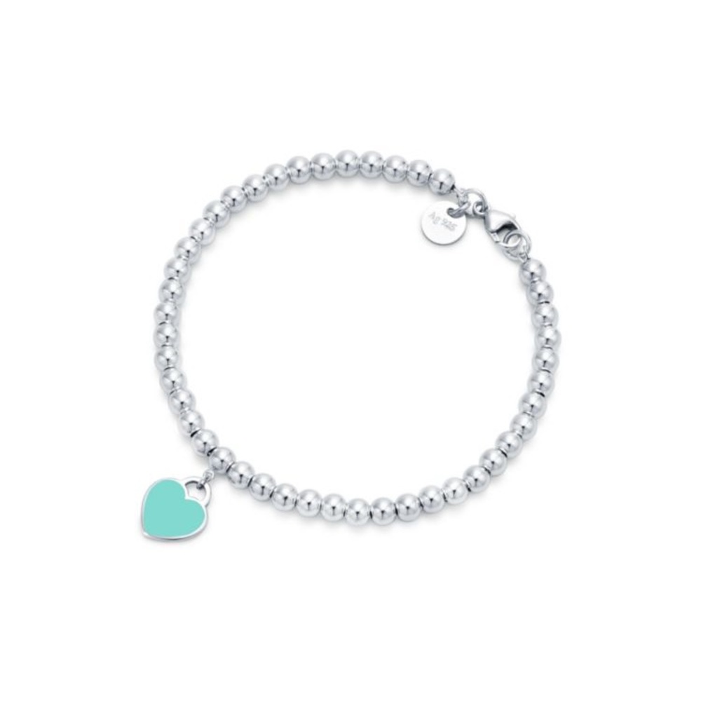 NWT Return to Tiffany Tiffany Blue Heart Tag Bead Bracelet